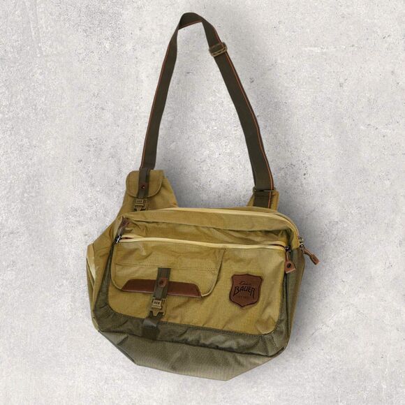 Eddie Bauer Adventurer Messenger Sling Laptop Bag Green Canvas, 14 Pockets, NWOT - Picture 2 of 9